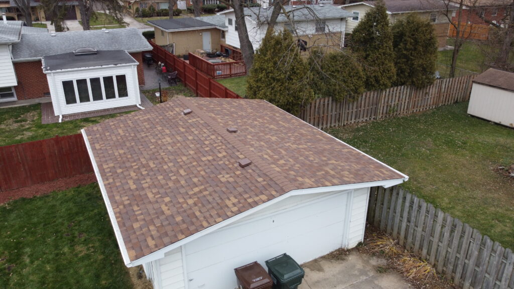 A garage roofing install